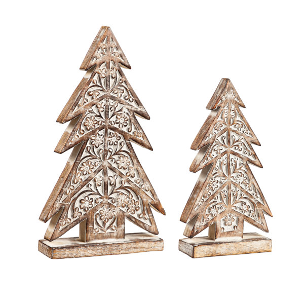 The Holiday Aisle® Wood Christmas Tree Table Décor 2 Piece Set Wayfair